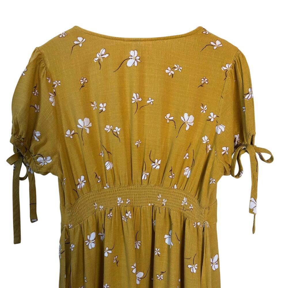 Universal Threads Woven Blend Dress Womens Medium Mustard Yellow Floral Prairie - Picture 5 of 8